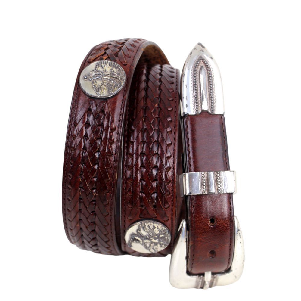 Onyx by BRIGHTON BROWN GENUINE LEATHER 1 1/8"Wd CASUAL DRESS BELT Sz 40 (G37